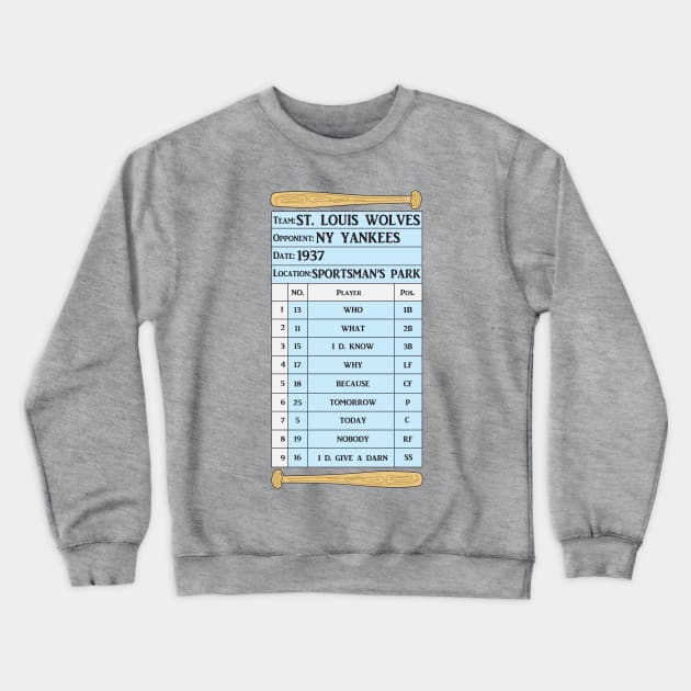 Batting Order Crewneck Sweatshirt by GarBear Designs